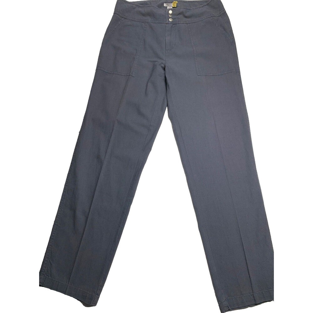 Carbon2Cobalt Gray Cotton Linen Straight Leg Pants Women’s Size 8
